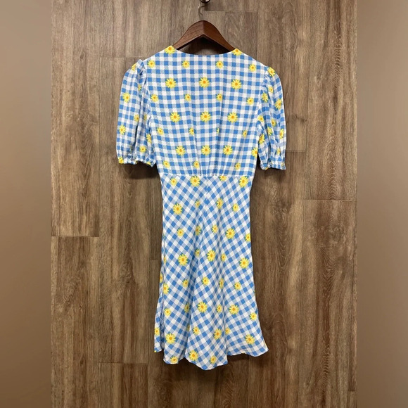 NEW STAUD Mini Milla Gingham Daisy Plaid Dress - Picture 3 of 14